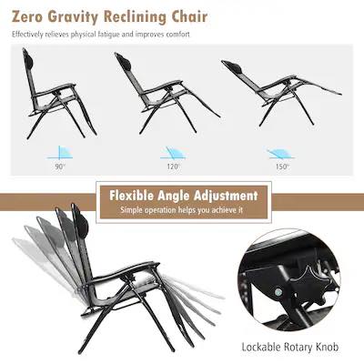 Sumyeg 2Pcs Folding Patio Rattan Zero Gravity Lounge Chair Set of 2