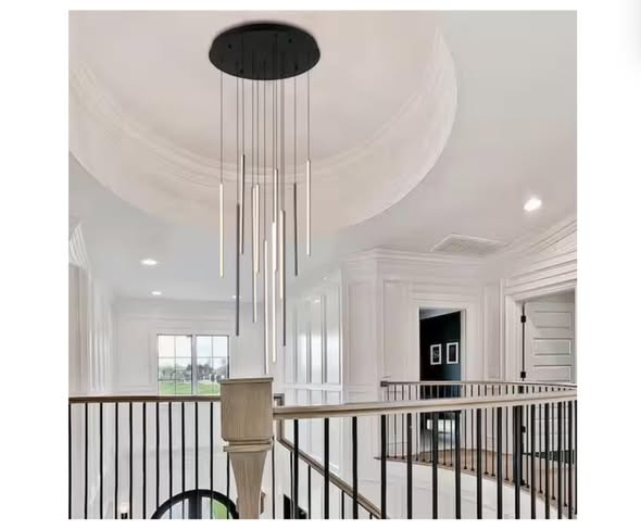 Brand new EDISLIVE 12-Light 116-Watt Integrated LED Minimalistic Matte Black Kitchen Island Pendant Adjustable Chandelier