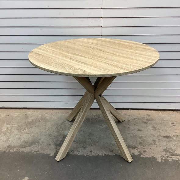 Costway 36" Round Farmhouse Dining Table for 4 w/Stable Intersecting Pedestal Base