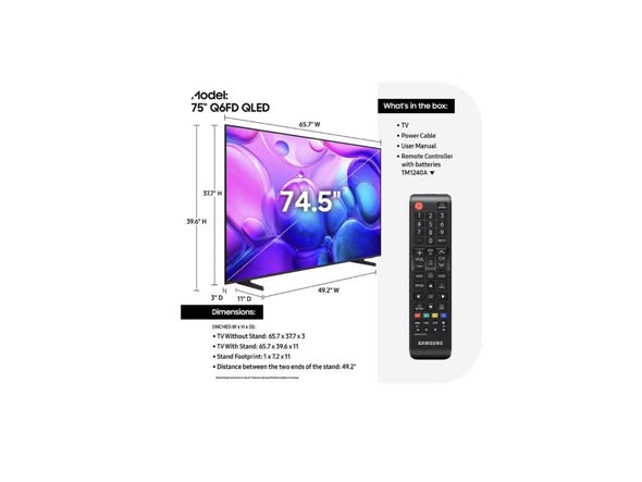 Brand new SAMSUNG 75” Class Q6FD Series 4K QLED Smart TV