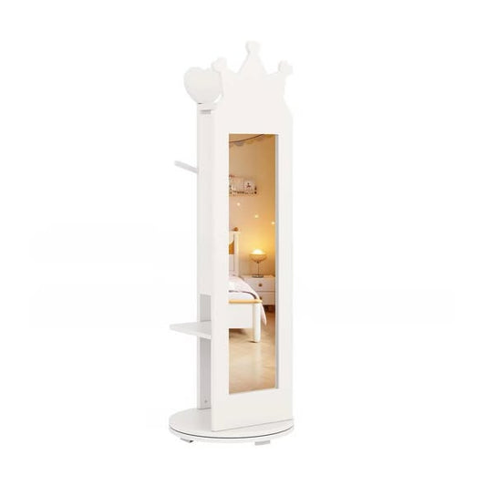 Costway 3-in-1 Armoire Rotating Mirror Jewelry Cabinet w/Clothes Rack - White