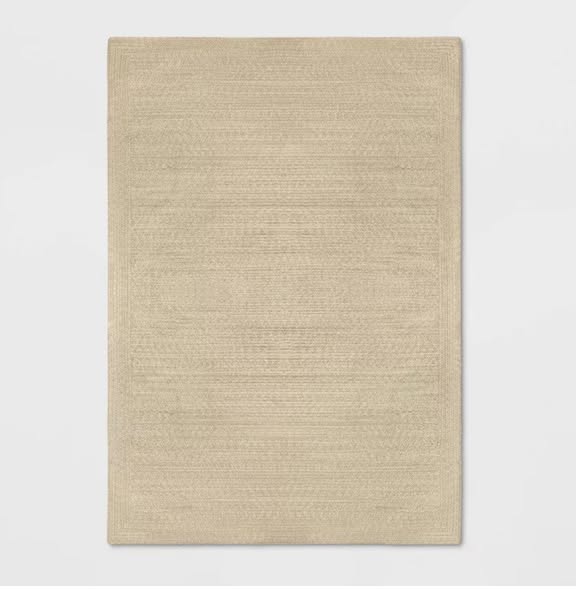7'x10' Natural Woven Rectangular Outdoor Area Rug Heathered Cream - Threshold