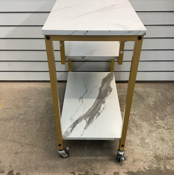 Giantex 3-Tier Side Table with Wheels, G-Shaped Mobile End Table with Open Shelves & Metal Frame
