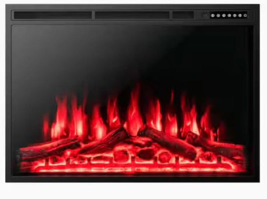 Clihome 37 in. 750/1500-Watt Recessed and Freestanding Electric Fireplace Insert with 5 Level Adjustable Flames & Remote Control