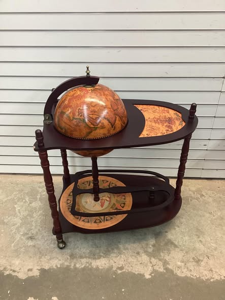 Vintage Globe Rolling Bar Cart with Extra Shelf