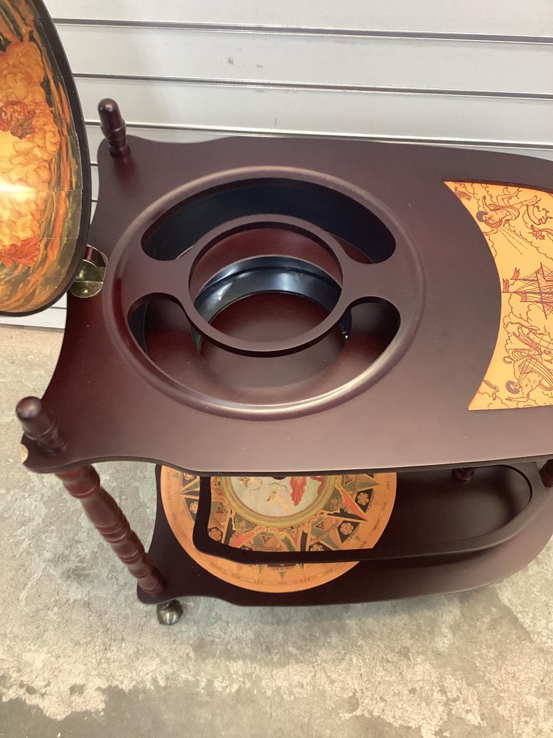 Vintage Globe Rolling Bar Cart with Extra Shelf