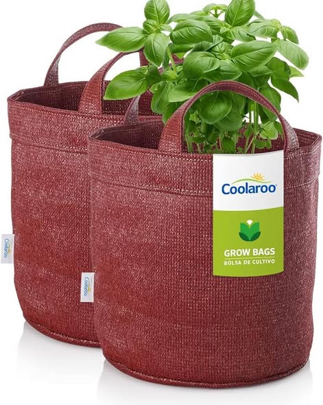 Coolaroo 2-Pack 5 Gallon Heavy Duty Plant/Vegetable/Herb/Fruit Breathable Fabric Grow Planter Pot Bags with Handles