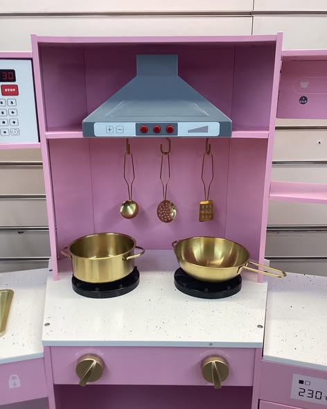 Costway Pretend Play Kitchen for Kids Toddler Aged 3+ Wooden Toy Set with Range Hood Pink