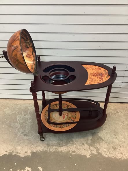 Vintage Globe Rolling Bar Cart with Extra Shelf