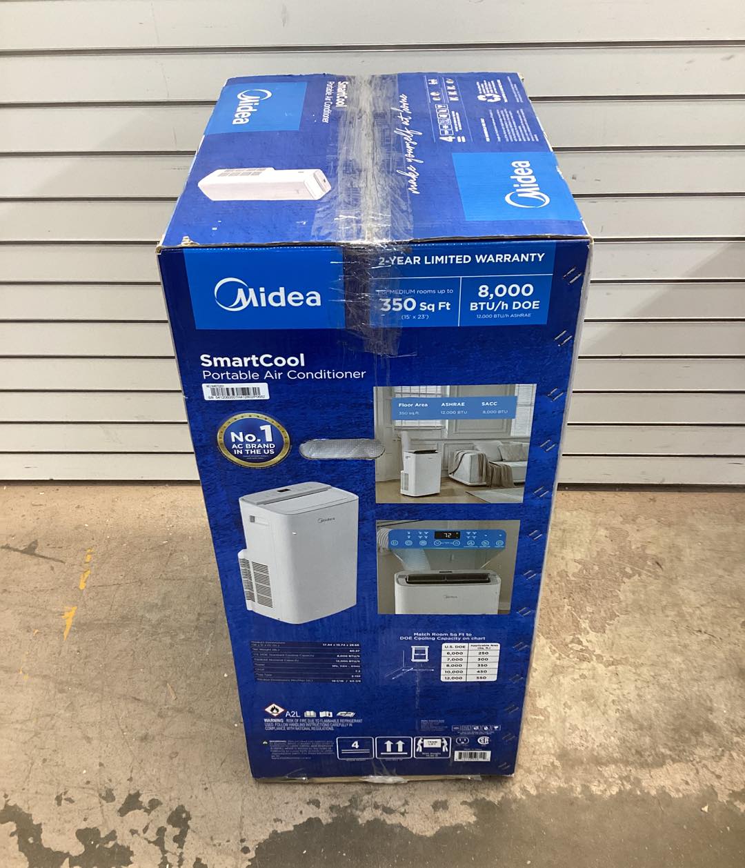 Midea 8,000(DOE) BTU Portable Air Conditioner Cools 350 sq. ft. with Wi-Fi and Dehumidifier with Remote in White