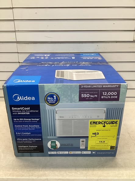 Midea 12,000 BTU U+ Smart Inverter Window AC Cools up to 550 sq. ft. w/ Remote, Sleep Mode, Timer, Wi-Fi, Energy Star in White