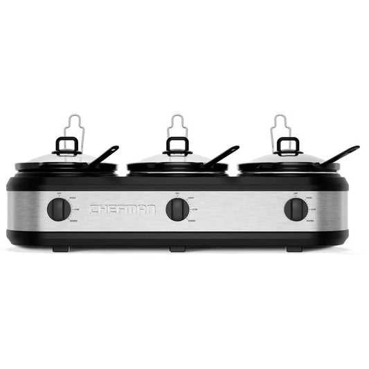 Chefman Stainless Steel Triple Slow Cooker & Buffet Server