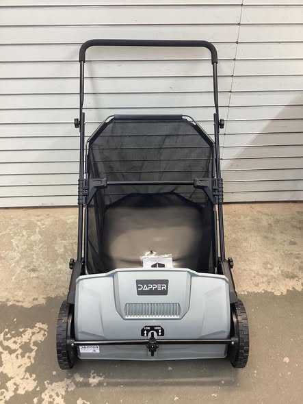 DAPPER SUPPLY Walk-Behind Outdoor Hand Push Lawn Sweeper 3.5 cu. ft. Hopper Bag and 21 in. Sweeping Width in Gray