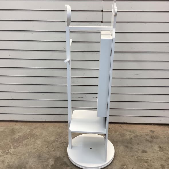 Costway 3-in-1 Armoire Rotating Mirror Jewelry Cabinet w/Clothes Rack - White