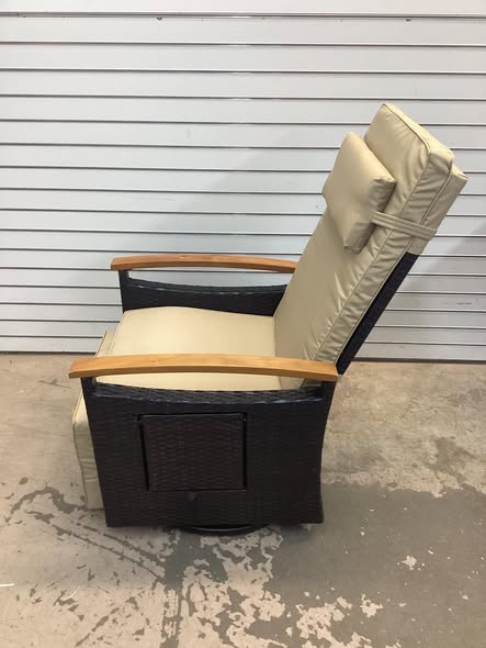 Costway Patio Rattan 360° Swivel Recliner Chair with Adjustable Backrest and Footrest