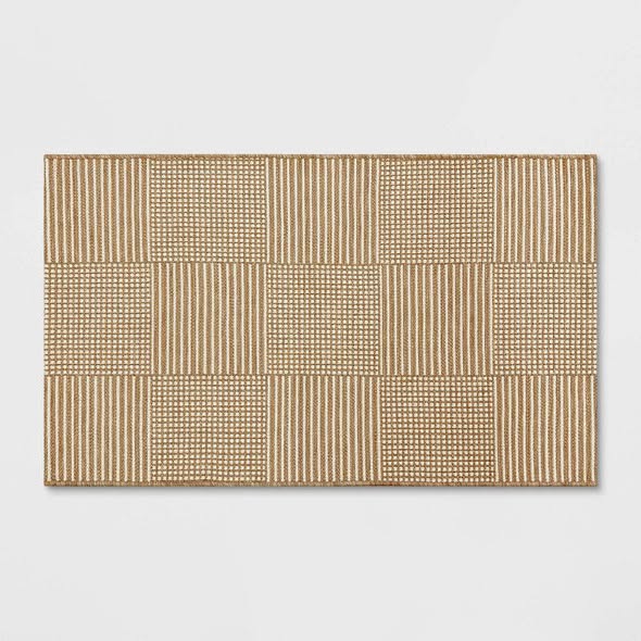 Brand new Threshold designed w/Studio McGee 30"x50" Patterned Grid Woven Outdoor Area Rug Natural