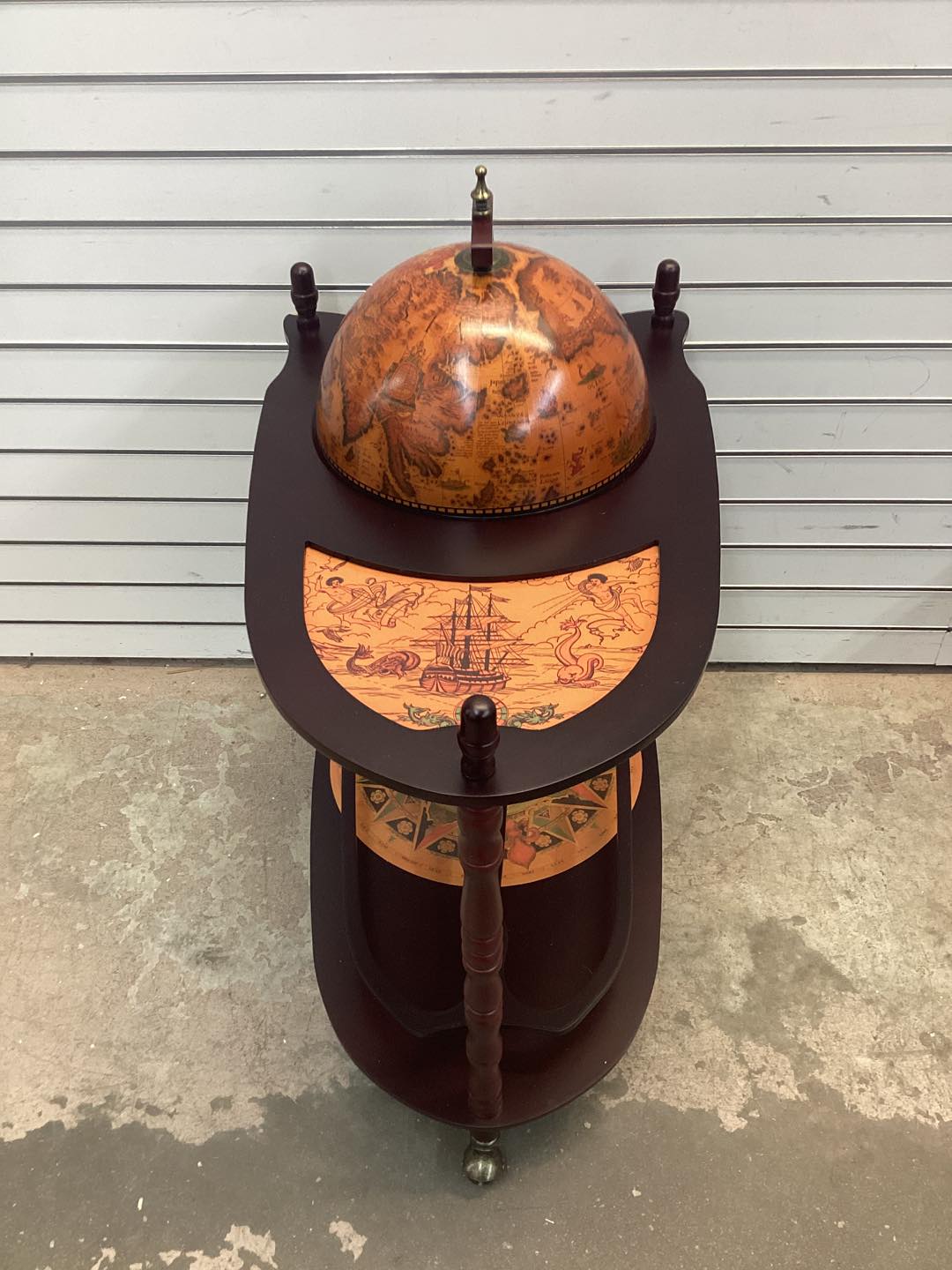 Vintage Globe Rolling Bar Cart with Extra Shelf