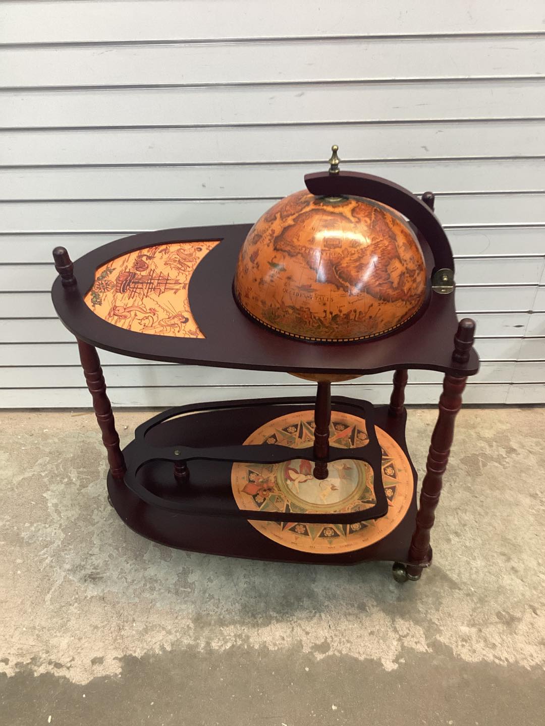 Vintage Globe Rolling Bar Cart with Extra Shelf