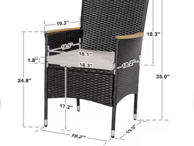 Set of 4 Rattan Black Iron Frame Dining Chair with Beige Solid Seat