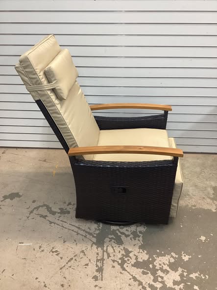 Costway Patio Rattan 360° Swivel Recliner Chair with Adjustable Backrest and Footrest