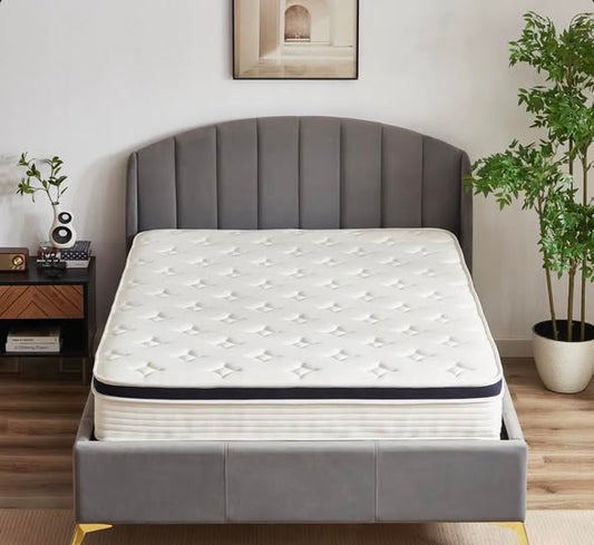 10-Inch Medium Firm Gel Memory Foam and Pocketed Coil Hybrid Mattress – Luxurious Comfort Pillow Top King Size