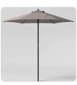 Room Essentials 7.5' Round Outdoor Patio Market Umbrella in Grey