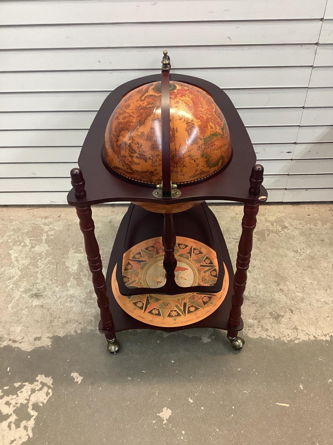 Vintage Globe Rolling Bar Cart with Extra Shelf