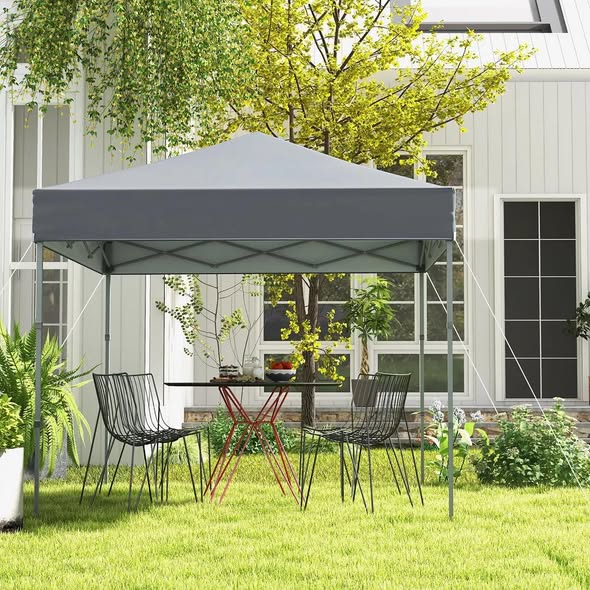 Costway Patio 6.6 x 6.6ft Outdoor Pop-up Canopy Tent UPF 50+ Portable Sun Shelter Gray