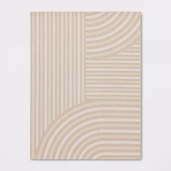 Room Essentials 9’ x 12‘ Outdoor Area Rug - Tan Geometric