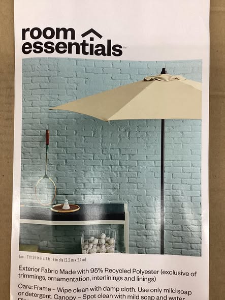 Room Essentials 7.5' Round Outdoor Patio Market Umbrella in Beige