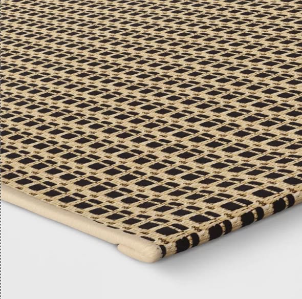 Threshold 7'8” x9’10” Micro Grid Rectangular Woven Outdoor Area Rug Black/Beige