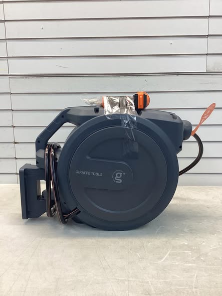 Giraffe Tools Garden Retractable Hose Reel-1/2 in. to 100 ft. Wall Mounted, Dark Grey