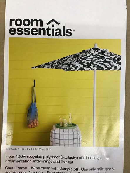 floral patio umbrella 6 foot Room Essentials 6' Round Outdoor Patio Market Umbrella in Floral Desig – Waldyn Liquidators