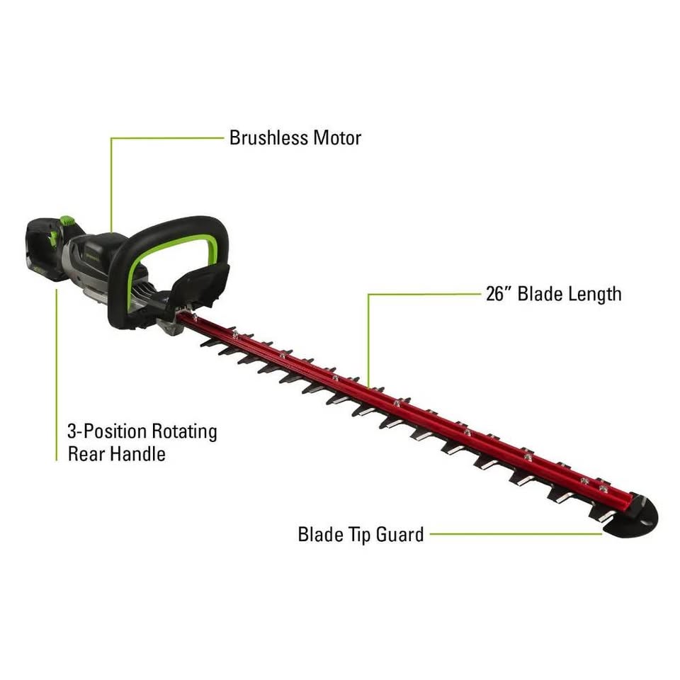 Greenworks 48-Volt 26" Hedge Trimmer with Battery and Charger