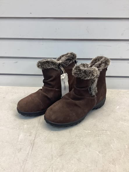 KHOMBU Brown Suede Leather Faux Fur Ankle Boots Womens Size 6