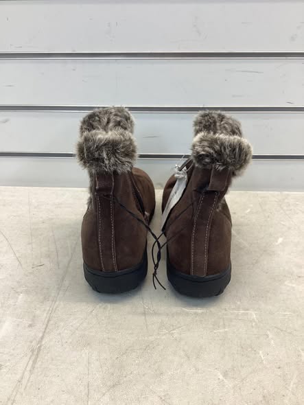 KHOMBU Brown Suede Leather Faux Fur Ankle Boots Womens Size 6