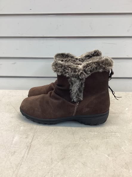KHOMBU Brown Suede Leather Faux Fur Ankle Boots Womens Size 6