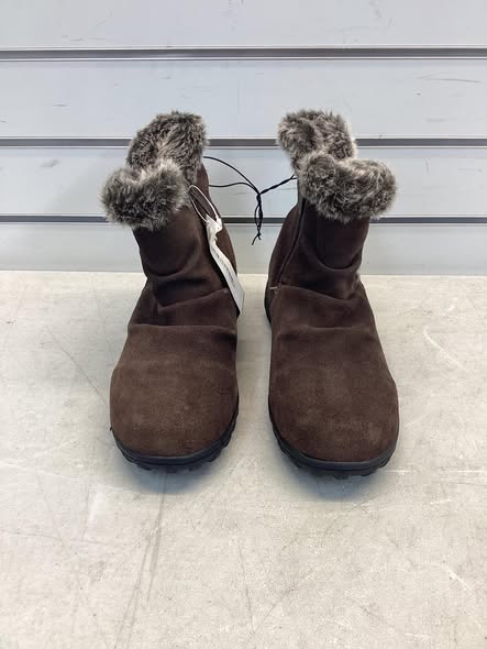 KHOMBU Brown Suede Leather Faux Fur Ankle Boots Womens Size 6