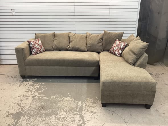 Brand New Fabric L-shaped Sectional with Pillows