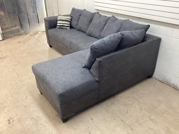 Brand New Gray Fabric L-shaped Sectional with Pillows