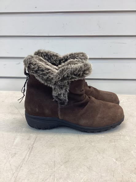 KHOMBU Brown Suede Leather Faux Fur Ankle Boots Womens Size 6