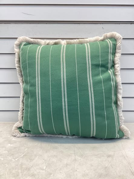 Threshold 20”x20” Square Outdoor Throw Pillow in Green and White Stripes