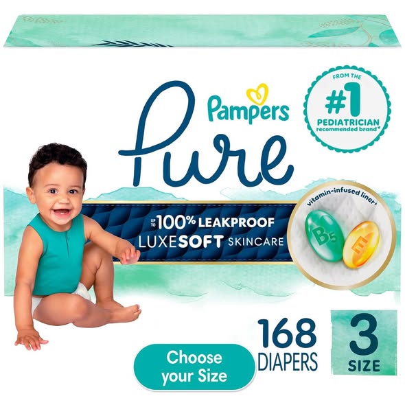 Pampers Pure Protection Diapers - Size 3, 168 ct.