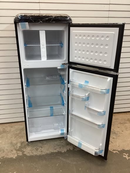 Frigidaire 7.5 cu. ft. Mini Fridge in Black with Rounded Corners and Top Freezer
