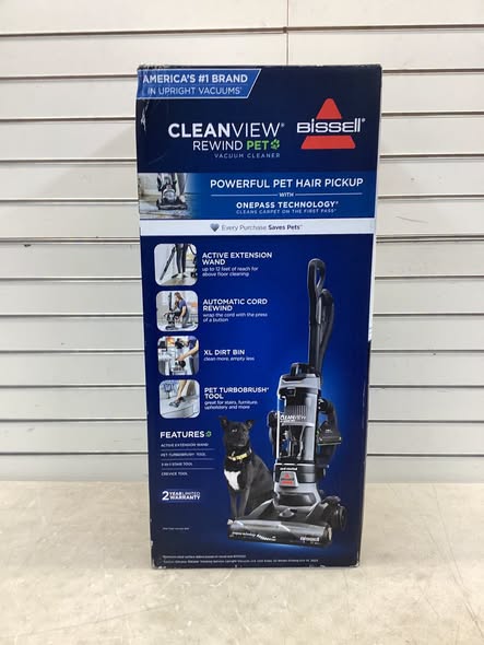 BISSELL CleanView Rewind Bagless Upright Vacuum with OnePass Technology, Active Extension Wand, and Scatter Free Technology