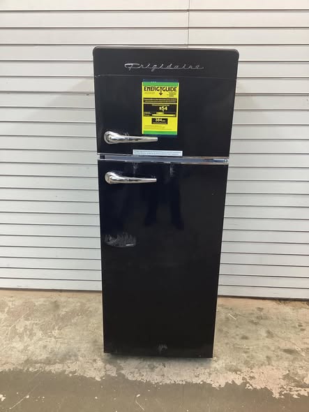 Frigidaire 7.2 cu. ft. Retro Top Freezer Refrigerator in Black with Chrome Handle and Trim