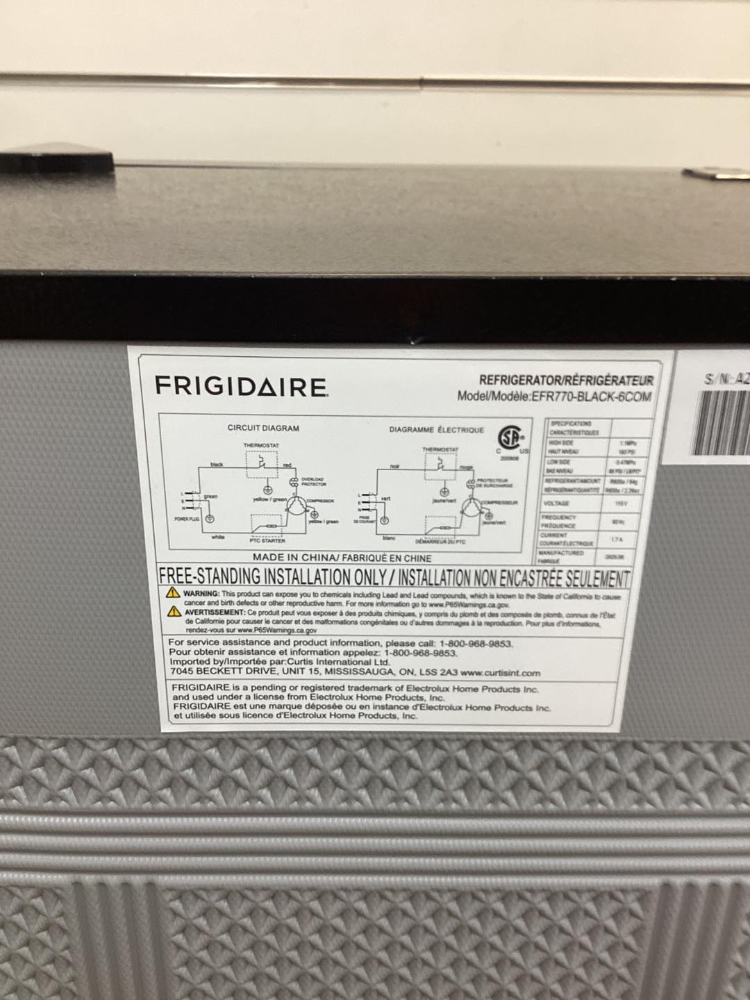 Frigidaire 7.2 Cu. ft. Garage Ready Refrigerator, Black