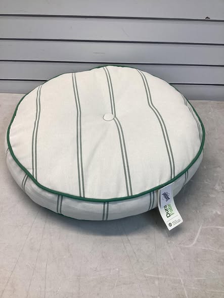 Threshold 22” Round Deep Seat Back Pillow Cushion in Cream with Green Stripes