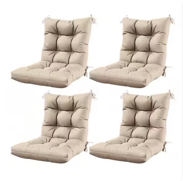 Kimunuk 42 x 21 x 5 in. Outdoor Tufted Dining Chair Cushion Set Waterproof Patio Replacement Seat with Back Sand (4-Pack)