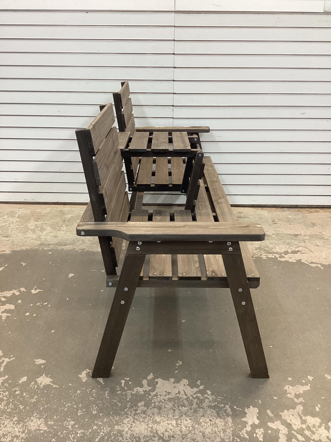 Outdoor Fir Wood Bench with Foldable Middle Table